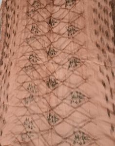 Peach Printed Embroidered Cotton Kurta Set