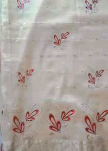 White And Red Coloured Saree.❤️