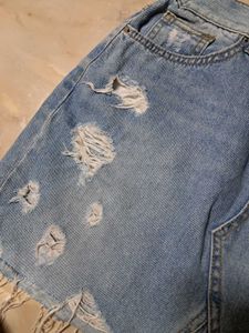 Mini Distressed Denim Skirt
