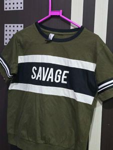Women Round  Neck Green T Shirt.