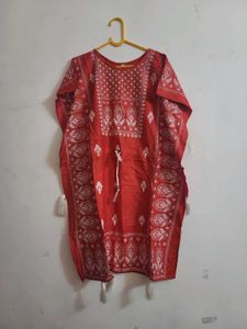 Red Printed Kaftan Dress