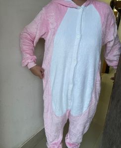 Pink dinosaur-themed onesie (for Adult)