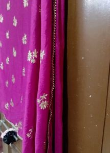Magenta Dupatta with Silver Embroidery