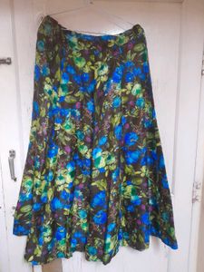 Peacock Feather Print Long Skirt