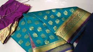 Elegant Teal Paisley Saree With Blouse