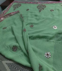 Georgette Handwork Gotapatti Saree, Worn Once