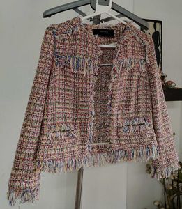 Zara Basic Confetti Metallic Tweet Jacket