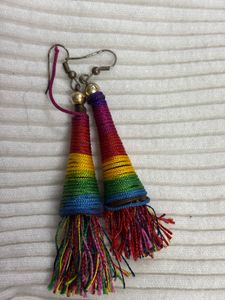 Colorful Tassel &amp; Hoop Earring Set