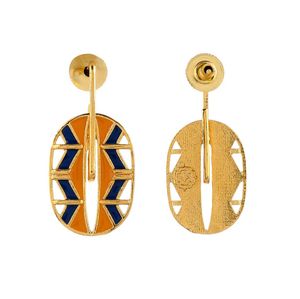 Oval Orange &amp; Blue Earrings