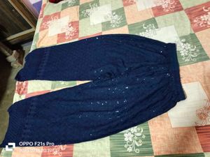 Sequined Navy Blue Palazzo Pants