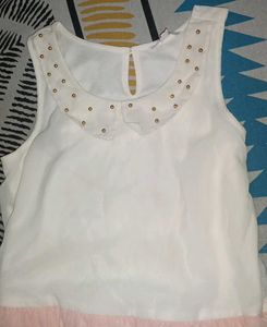 White & Pink Sleeveless Dress