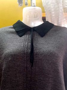 Gray Collared Long Sleeve Top