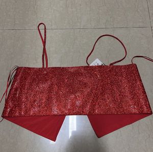 Red Rhinestone Crop Top By Zara