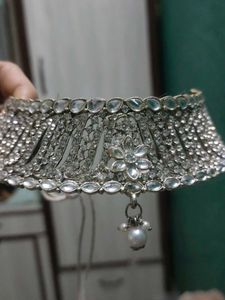 Sparkling Silver Choker with mang Tika
