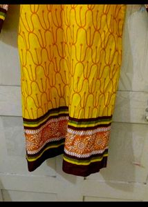 Yellow Printed kurtq and pant