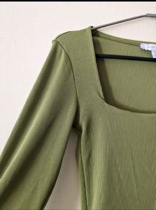 Olive Green Long Sleeve Top