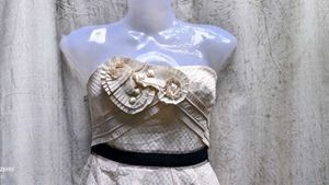 3638. Cream Strapless Mini Dress