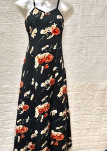 Floral Long Black Gown