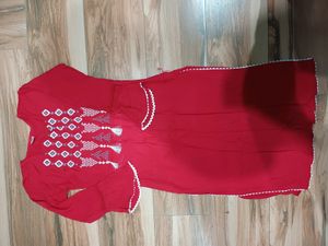 Red Beautiful Embroidery Kurti