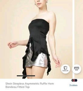 Chic Assymetric Strapless Ruffle fittedTop