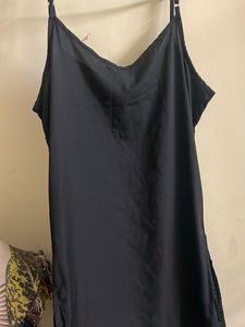 Sleeveless Black Kurta with Noodle Straps