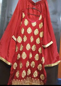 Rust Party Wear Plazo Suit & Dupatta For 44 Bust