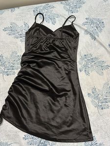Black Satin Mini Dress