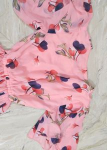 Cinched Waist Floral Crepe Midi Dress