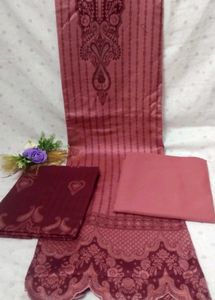 Unstitched Pashmina maroon suit