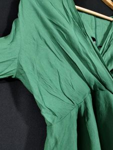 Green V-neck Dress