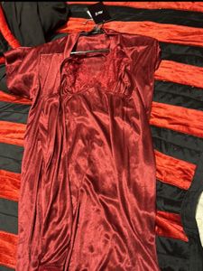 Maroon Night Gown Set