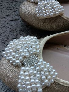 Sparkly Pearl Bow Ballet Flats