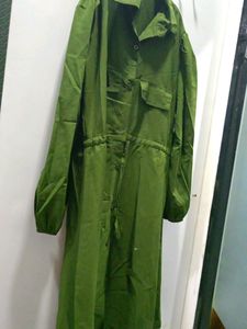 Dark Green Pocket Design Elastic Dress