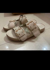 Luna Blu White Buckle Slides
