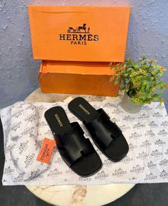 Hermes Black Leather Sandals