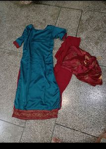 Red Blue Pant Plazo Suit For Girls/red Blie With D