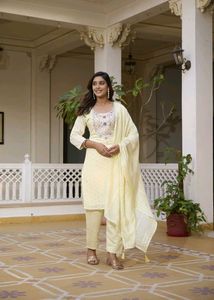 Yellow Chanderi Cotton Woven Design Kurta Sets 😍