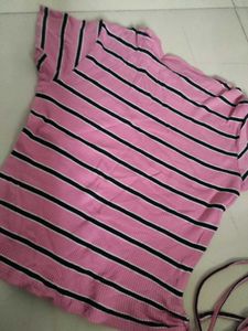 Kraus Jeans Ribbed Pink Top