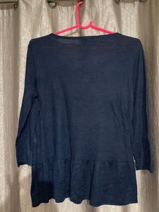 Navy Blue Long Sleeve Top