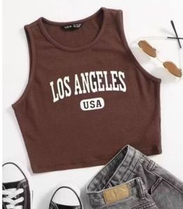 Brown LA Graphic Tank Top