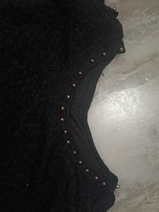 Black Studded Cold Shoulder Top