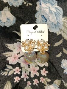 Pearl and Rhinestone Apple Earrings