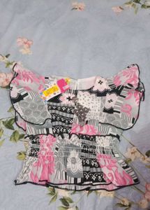 Beautiful Crop Top And With Denim Shorts
