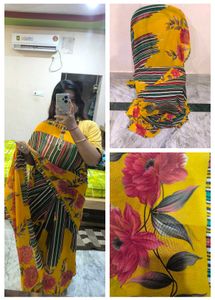 Floral Yellow Saree