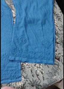 Blue Chikankari Kurti Set