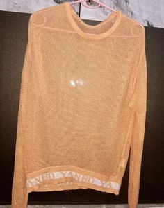 Combo Of Mesh Net Sweater With Denim Top