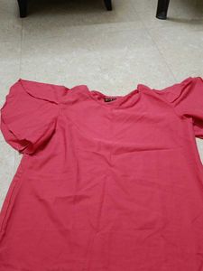 Coral Top with Flutter Sleeves