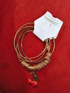 Cute Cherry Charm Bangle Set