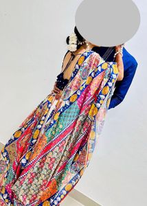 Lahenga Choli White &amp; Navy Blue