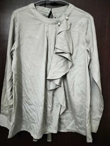 Grey Color Shirt Style Top